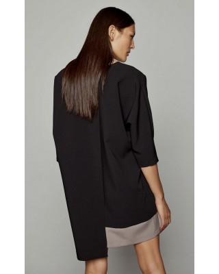 Black Asymmetrical combo dress - W1-3029