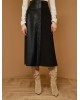 Black Skirt with fabric combination - W1-6040 Black Skirt with fabric combination - W1-6040