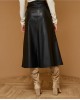 Black Skirt with fabric combination - W1-6040 Black Skirt with fabric combination - W1-6040