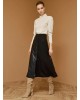 Black Skirt with fabric combination - W1-6040 Black Skirt with fabric combination - W1-6040