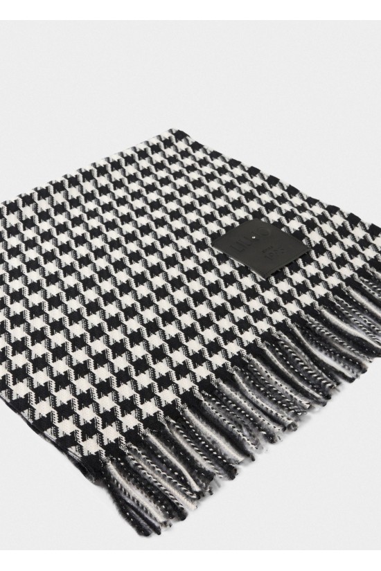 Γυναικείο μαύρο κασκόλ vichy jacquard - Liu Jo 2F5041T0300 Γυναικείο μαύρο κασκόλ vichy jacquard - Liu Jo 2F5041T0300