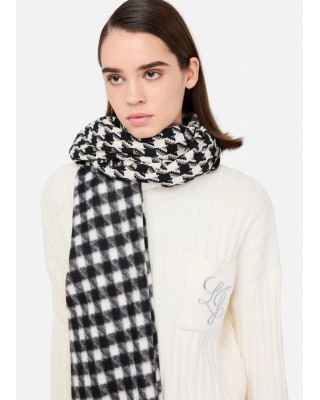 Γυναικείο μαύρο κασκόλ vichy jacquard - Liu Jo 2F5041T0300 Γυναικείο μαύρο κασκόλ vichy jacquard - Liu Jo 2F5041T0300