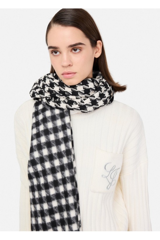 Γυναικείο μαύρο κασκόλ vichy jacquard - Liu Jo 2F5041T0300 Γυναικείο μαύρο κασκόλ vichy jacquard - Liu Jo 2F5041T0300