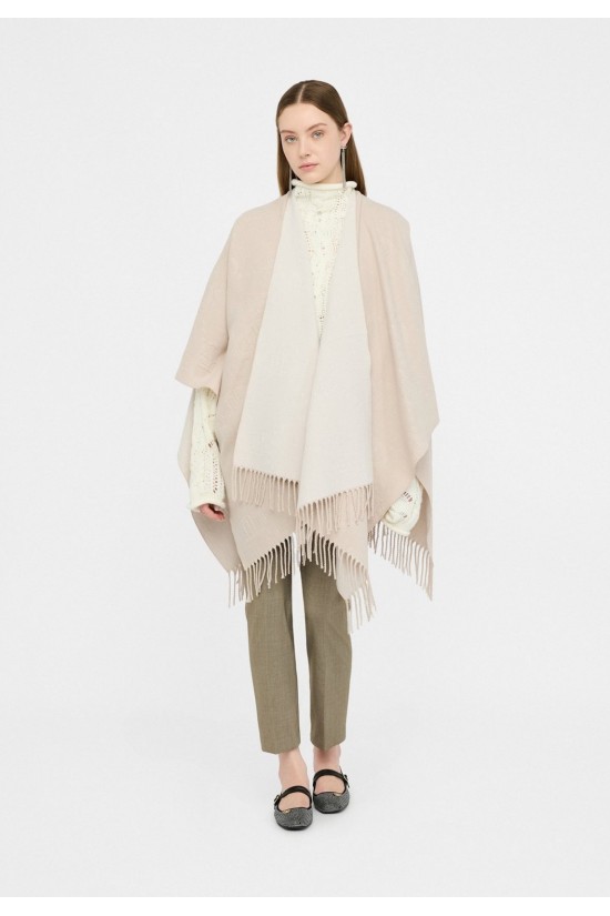 Γυναικείο μπεζ poncho με λογότυπο και κρόσσια - Liu Jo 2F5034T0300 Γυναικείο μπεζ poncho με λογότυπο και κρόσσια - Liu Jo 2F5034T0300