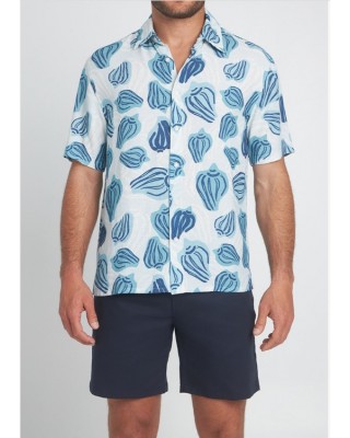 Κοντομάνικο πουκάμισο με print - Sea you soon Concha Celeste  Κοντομάνικο πουκάμισο με print - Sea you soon Concha Celeste