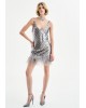 Women's Silver Sequin Feather Dress - Spell 34-3055