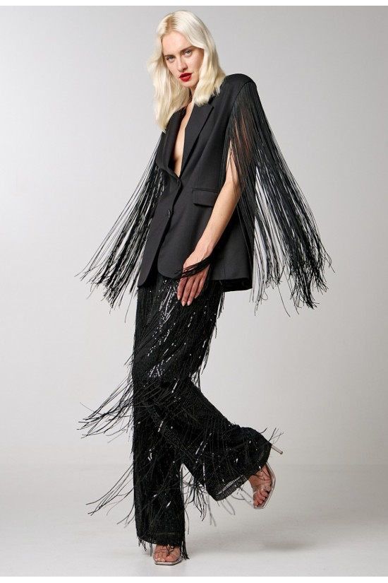 Women's black vest with fringes - Spell 34-1004 Women's black vest with fringes - Spell 34-1004