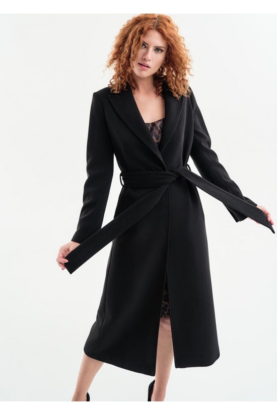 Γυναικείο μακρύ μαύρο παλτό - Access 34-9023