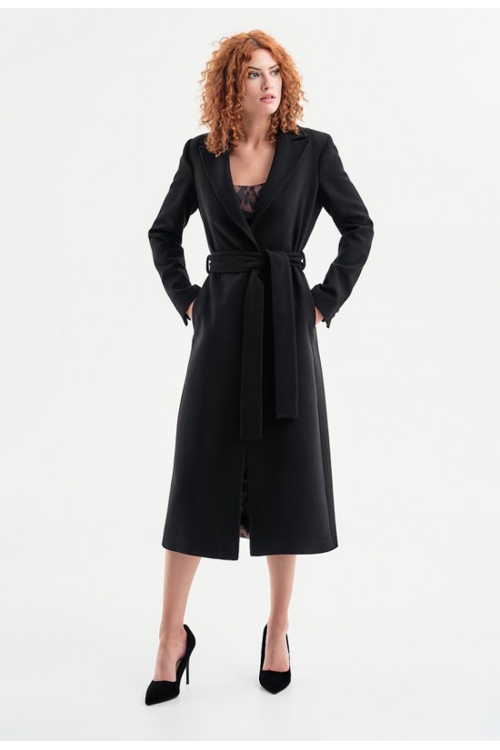Γυναικείο μακρύ μαύρο παλτό - Access 34-9023
