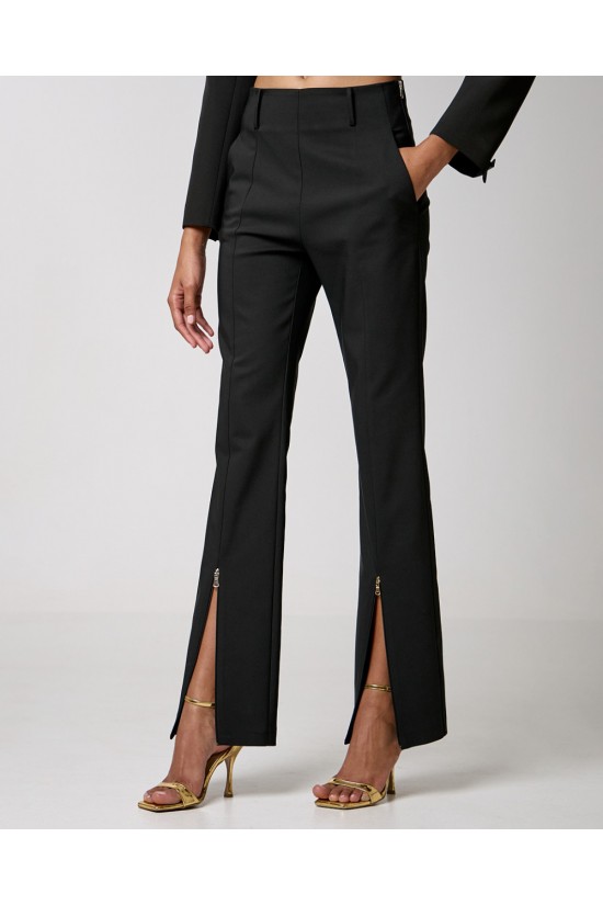 Γυναικείο μαύρο παντελόνι με φερμουάρ - Access 34-5028