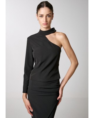 Γυναικεία μαύρη μπλούζα με έναν ώμο - Access 34-2179 Γυναικεία μαύρη μπλούζα με έναν ώμο - Access 34-2179