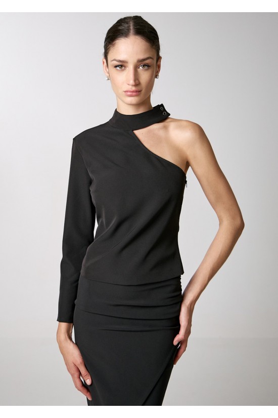 Γυναικεία μαύρη μπλούζα με έναν ΄ώμο - Access 34-2179