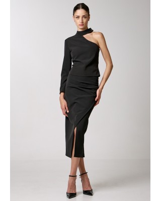 Γυναικεία μαύρη μπλούζα με έναν ώμο - Access 34-2179 Γυναικεία μαύρη μπλούζα με έναν ώμο - Access 34-2179