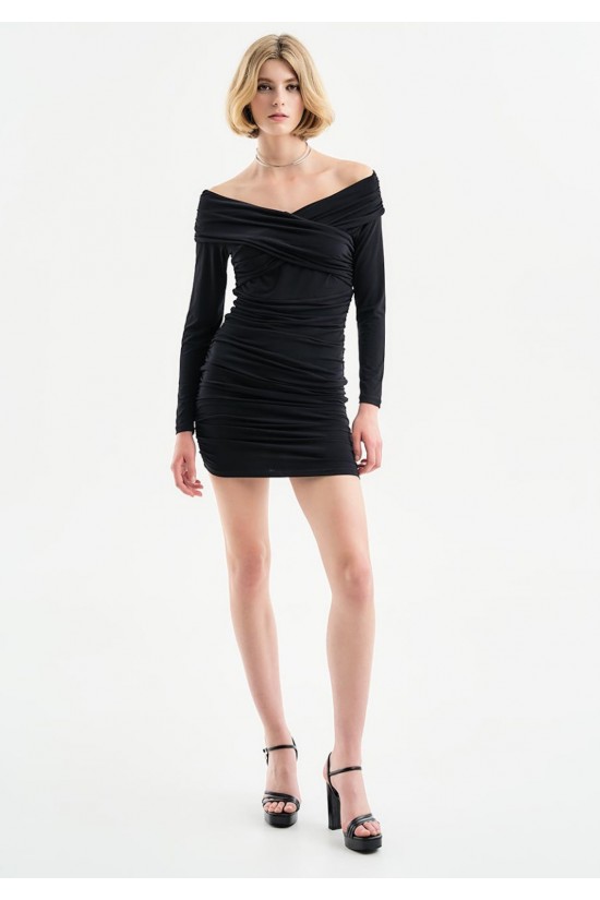 Γυναικείο μίνι μαύρο φόρεμα - Spell 34-3028