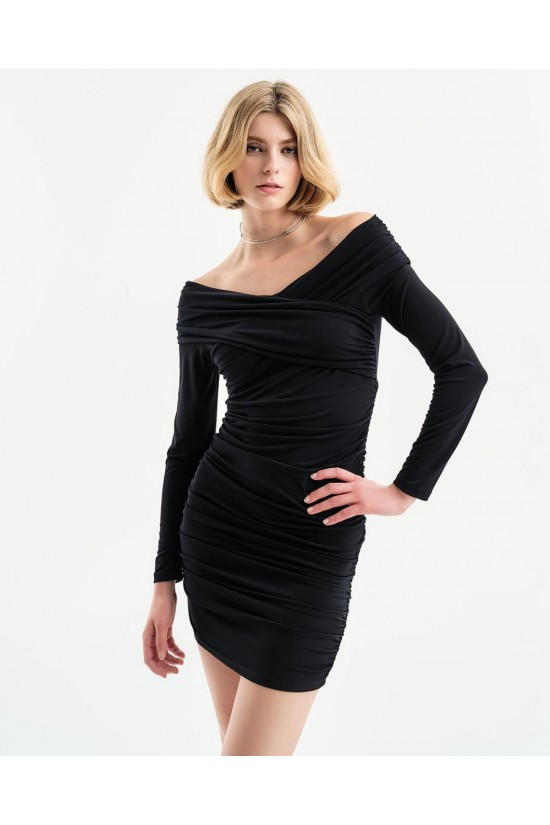 Γυναικείο μίνι μαύρο φόρεμα - Spell 34-3028