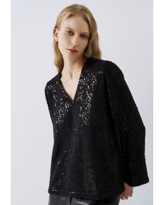 Γυναικεία μαύρη μπλούζα με παγιέτα - Access 44-2198 Γυναικεία μαύρη μπλούζα με παγιέτα - Access 44-2198