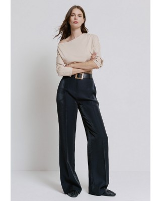 Γυναικεία μαύρη ψηλόμεση φαρδιά παντελόνα - Access 44-5050