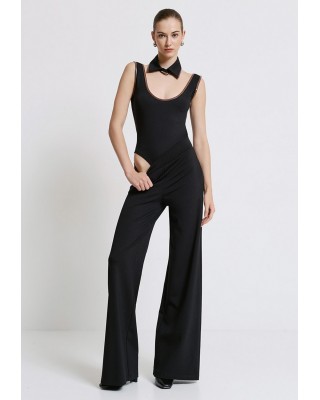 Γυναικείο μαύρο παντελόνι με ελαστική μέση - Access 44-5042 Γυναικείο μαύρο παντελόνι με ελαστική μέση - Access 44-5042