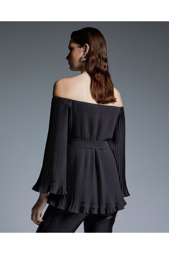 Γυναικεία μαύρη πλισέ μπλούζα off-shoulder - Access 44-2131 Γυναικεία μαύρη πλισέ μπλούζα off-shoulder - Access 44-2131