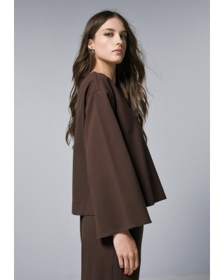 Γυναικεία καφέ μπλούζα με ανοίγματα - Access 54-2230 Γυναικεία καφέ μπλούζα με ανοίγματα - Access 54-2230