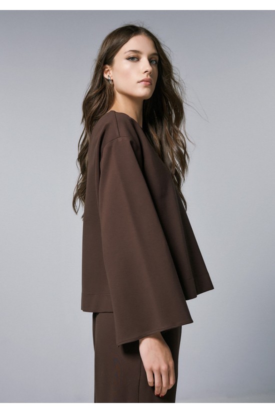 Γυναικεία καφέ μπλούζα με ανοίγματα - Access 54-2230