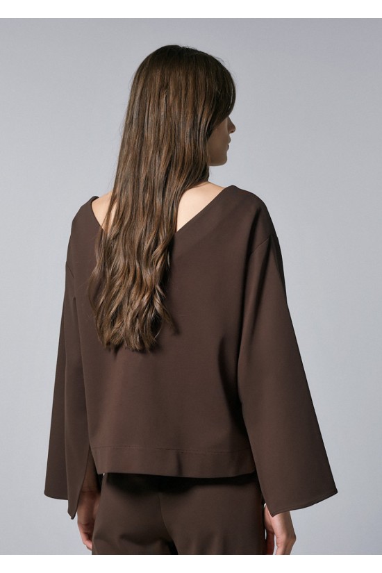 Γυναικεία καφέ μπλούζα με ανοίγματα - Access 54-2230