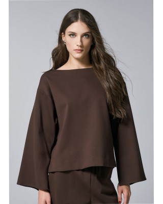 Γυναικεία καφέ μπλούζα με ανοίγματα - Access 54-2230