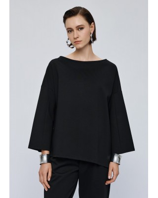 Γυναικεία μαύρη μπλούζα με χαμόγελο λαιμόκοψη - Access 54-2155 Γυναικεία μαύρη μπλούζα με χαμόγελο λαιμόκοψη - Access 54-2155