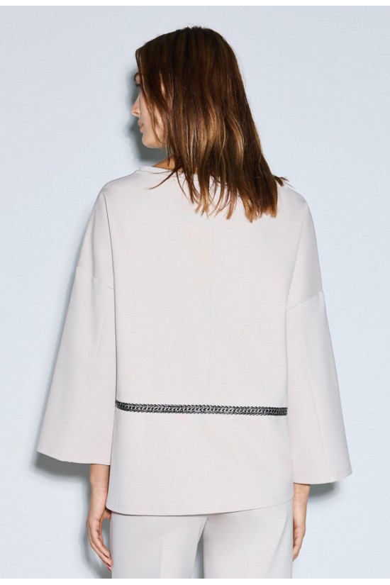 Γυναικεία μπεζ μπλούζα με χαμόγελο λαιμόκοψη - Access 54-2155