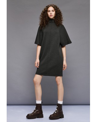 Γυναικείο γκρι φόρεμα με ψηλό λαιμό - Eight 54-3078 Γυναικείο γκρι φόρεμα με ψηλό λαιμό - Eight 54-3078