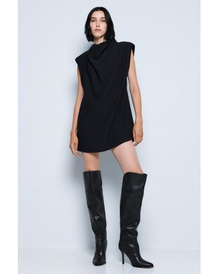 Γυναικείο μίνι ντραπέ μαύρο φόρεμα - Access 54-3050 Γυναικείο μίνι ντραπέ μαύρο φόρεμα - Access 54-3050