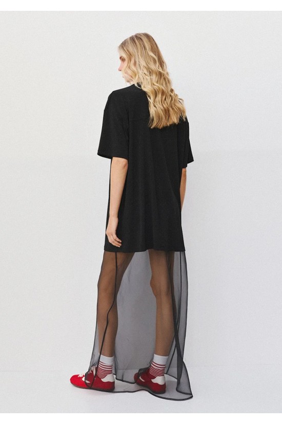 Γυναικεία μαύρη oversized μπλούζα με στρας - Access 64-2156 Γυναικεία μαύρη oversized μπλούζα με στρας - Access 64-2156