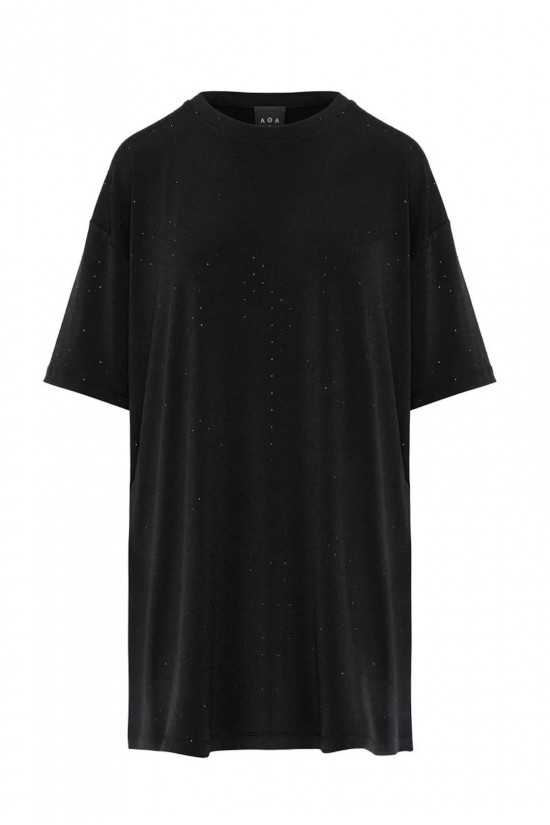 Γυναικεία μαύρη oversized μπλούζα με στρας - Access 64-2156 Γυναικεία μαύρη oversized μπλούζα με στρας - Access 64-2156