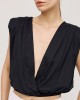Γυναικεία μαύρη κρουαζέ μπλούζα με λάστιχο - Eight 43-2177
