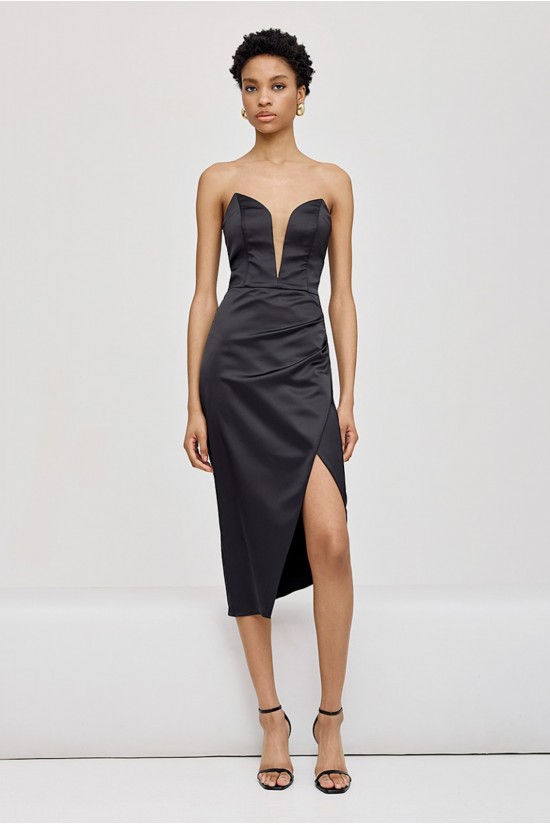 Γυναικείο μαύρο στράπλες φόρεμα - Spell 43-3318