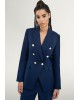 Γυναικείο μπλε σταυρωτό σακάκι με κουμπιά - Access 43-1084
