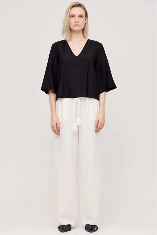 Γυναικεία μαύρη μπλούζα oversized - Eight 43-2130 Γυναικεία μαύρη μπλούζα oversized - Eight 43-2130
