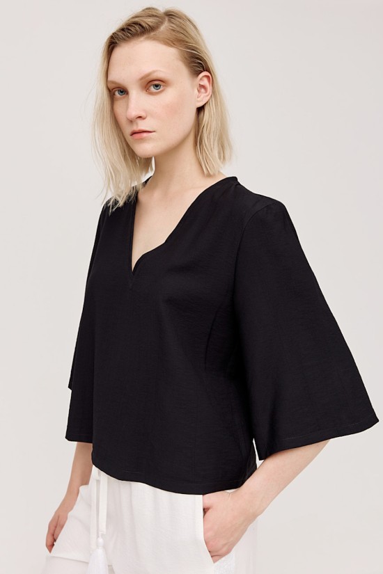 Γυναικεία μαύρη μπλούζα oversized - Eight 43-2130