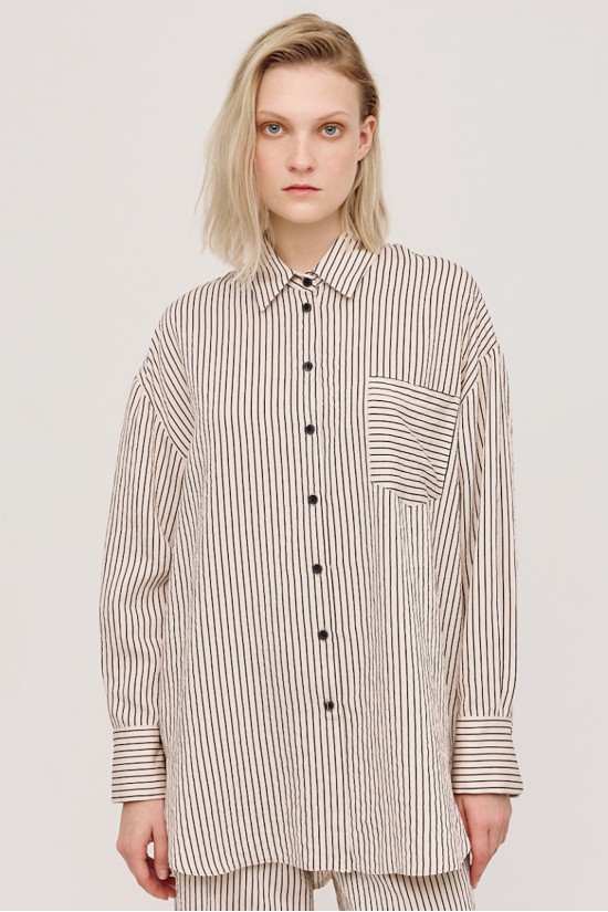 Γυναικείο πουκάμισο ριγέ oversized - Eight 43-7068