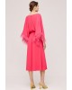 Γυναικείο φούξια κρουαζέ φόρεμα με πούπουλα - Access 43-3379