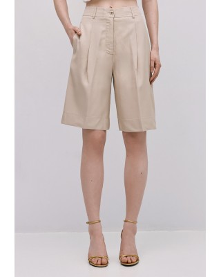 Γυναικεία μπεζ βερμούδα με πιέτες - Access 53-5024 Γυναικεία μπεζ βερμούδα με πιέτες - Access 53-5024