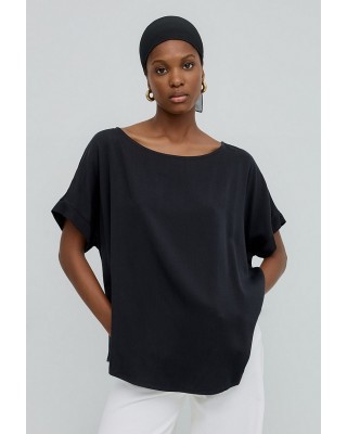 Γυναικεία σατέν oversized μπλούζα - Access 53-2051