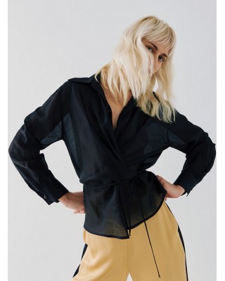 Γυναικεία μαύρη κρουαζέ μπλούζα - Access 53-2031