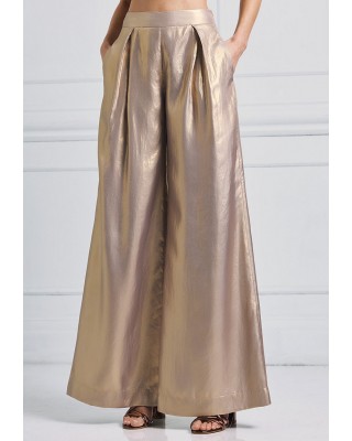 Γυναικεία χρυσή μεταλλιζέ παντελόνα με πιέτες - Access 53-5034