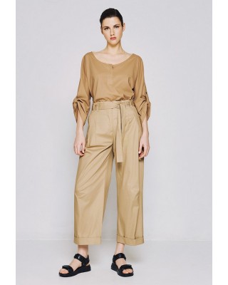 Γυναικεία μπεζ μπλούζα με γυριστά μανίκια - Access 53-2037