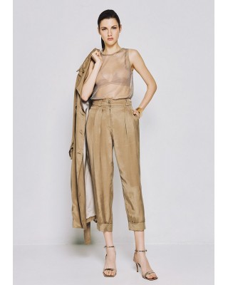 Γυναικεία χρυσή αμάνικη μπλούζα δίχτυ - Access 53-2052