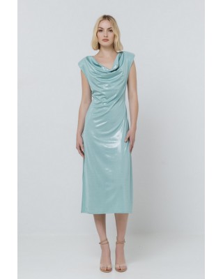 Γυναικείο ντραπέ γυαλιστερό φόρεμα - Access 53-3400