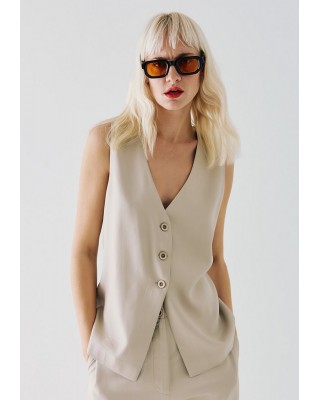 Γυναικείο μπεζ γιλέκο- τοπ μακρύ - Access 53-2043 Γυναικείο μπεζ γιλέκο- τοπ μακρύ - Access 53-2043