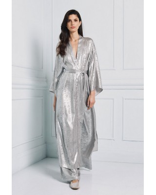 Γυναικείο ασημί μεταλλιζέ κιμονό - Access 53-3387 Γυναικείο ασημί μεταλλιζέ κιμονό - Access 53-3387