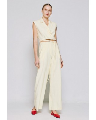Γυναικείο ανοιχτό κίτρινο φαρδύ παντελόνι - Eight 53-5084 Γυναικείο ανοιχτό κίτρινο φαρδύ παντελόνι - Eight 53-5084